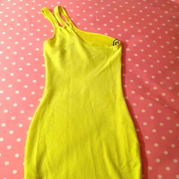 Divided H&M Neon Yellow One Strap Bodycon Dress - Picture 3 of 5